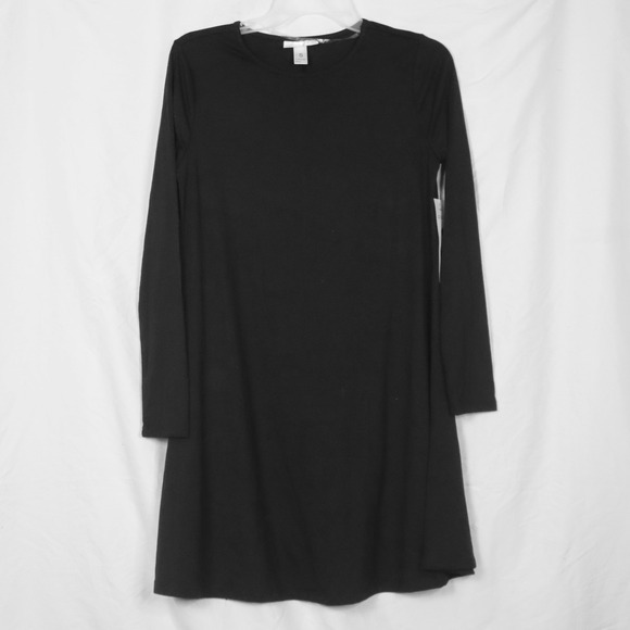 just be Dresses & Skirts - Just Be Black Long Sleeve Crew Neck Basic Knit Dress Sleep Nightgown Size Med